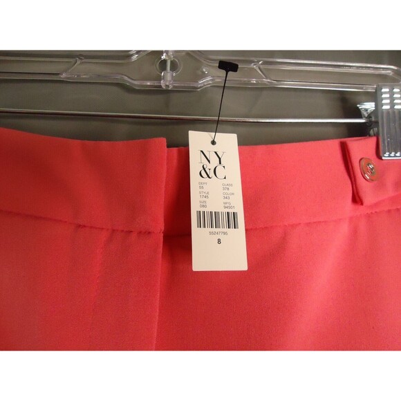 New York & Co Flat Front Dress Pants Hot Pink Womens Size 8 Barbie Core - Picture 3 of 9